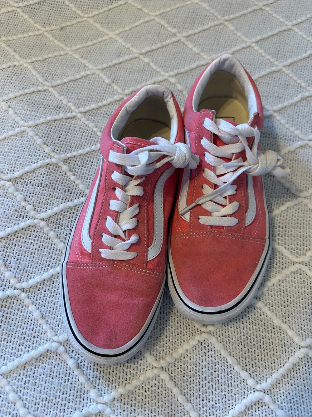 Vans Pink Suede Low-Top Sneakers with White Stripe